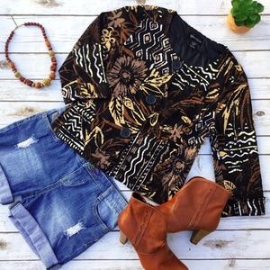 Portfolio Floral Print Crop Jacket - Earthy Colors